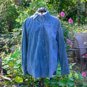 Bushwacker Suede Vtg 90s Dusty Teal button-up Jacket/shirt